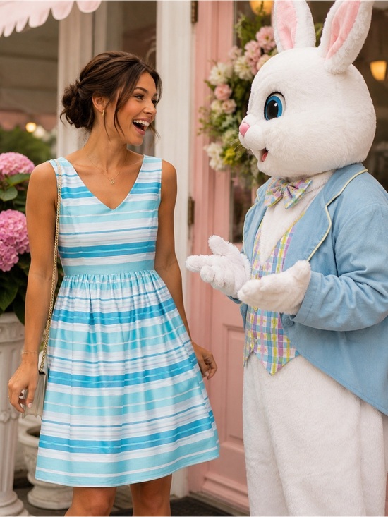 Lilly Pulitzer Dresses & Skirts - Lilly Pulitzer Kiera Silk Fit & Flare Dress 12 Blue Aqua Stripe Print